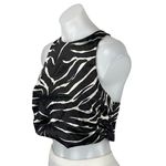 ZARA Women's Black Satin Sleeveless Animal Print Crossback Crop Tank Top Size M Photo 1