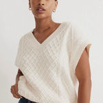 Madewell  Women’s Ivory Cable Knit Pullover V-Neck Oversized Vest Size L Photo 0