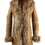 Genuine Shearling Sheepskin Patchwork Penny Lane Coat Sz 38 Brown Size M Photo 0