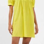French Connection NWT Alowie Lawn Embroidered Tuck Dress In Blazing Yellow Photo 0