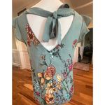 Twine & String  blousen ruffled cap sleeve blue floral top womens small Photo 2