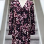 Garnet Hill Dropwaist Button-Up Long Sleeve Purple & Gold Pocket Dress Women’s 2 Photo 0