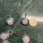 Pale Pink Quartz Greek Key Set Bracelet And Earrings Silver Plated Photo 1