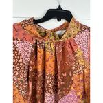 Aura Blouse Womens Size L Patchwork Tie Neck Long Sleeve Bohemian Relaxed Fit Photo 3