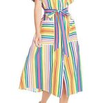 Christopher John Rogers x Target Rainbow Stripe Belted Shirt Dress Size 2 Cotton Red Photo 9