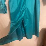 Vintage 90s John Weitz Teal Iridescent Trench Coat 12P Blue Photo 6