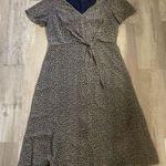 Lauren Ralph Lauren Blue & Brown Leaves Tie Front Back Zip Midi Dress 14 Photo 11