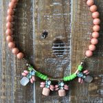 Coral, peach, and lime bauble statement necklace. Green Photo 0