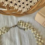 Three Strand Pearl Chain Silver Necklace Vintage “Esme” 19” Classic Feminine White Photo 10