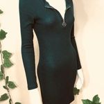 Heart and Hips Heart Hips Green Sweater Henley Dress Photo 0