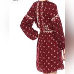 Lucky Brand Border Print Maroon Red Peasant Floral Pattern Dress Size S Photo 4