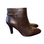 Brooks Brothers  Womens Brown Leather Pointed‎ Ankle Boot Heel Buckle Size 7 Zip Photo 1