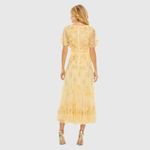 Mac Duggal 9207 Yellow Floral Embellished Flutter Sleeve Tiered Dress Photo 3