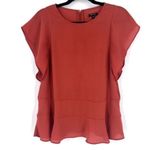 Stella & Dot Women's Crew Neck Back Zip Peplum Ruffle Blouse Orange Size Medium Photo 0