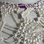 Entro  Asymmetrical Cream and Purple Embellished Blouse Photo 2