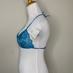 NWT Teal Blue Sheer Lace Stretch Bralette Sz Large Adjustable Photo 2