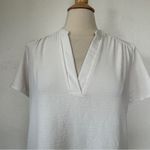 Entro Solid White Short Sleeve V-Neck Flowy Blouse Photo 1