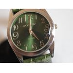 Gossip  Green Face/Leather Band Quartz Silver Tone New Battery Working Watch Photo 2