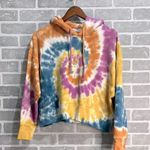 Daydreamer  Rainbow Spiral Tie Dye Crop Sweatshirt Hoodie Size Medium Photo 1
