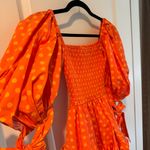 Caroline Constas Orange Polka Dot Square Neck Smocked Finley Mini Dress | XS Photo 5