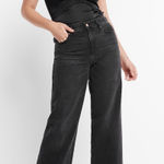 EXPRESS High Waisted Washed Black Wide Leg Jeans Photo 0