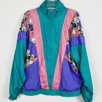 Vintage Bright Colorful Windbreaker Track Jacket Green Size L Photo 0