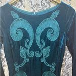 Elegant Teal Velvet bodycon Dress lace cut out see through small NWOT SO SEXY!!! Blue Photo 3