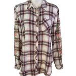 Aratta Silent Journey Size S Plaid Flannel Nature Shirt Button Up Embroidered Photo 0