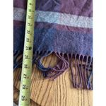 Johnston & Murphy Plaid Wine Red Blue Gray Poncho Cowl Neck w/ Fringe One Size Photo 7