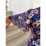 Julia Jordan NWT Cobalt Blue Floral Sunflower Daisy Midi Flutter Sleeve Dress Photo 6