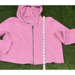 Hollister  WAFFLE FULL-ZIP HOODIE Womens Size Small Cropped Pink Cotton Photo 2