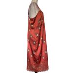 LAURIE FELT Boho Cottage Core Slip Dress Sz 14 Floral Lace Hem Romantic Satin Orange Photo 2
