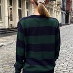 Brandy Melville  Rugby Striped Green Blue Crewneck Sweater Holiday  preppy Cotton Photo 2