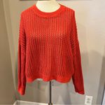Old Navy  Orange Open Knit Long Sleeve Cropped Pullover Top Women’s Size XL Photo 1