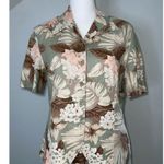 Leslie Fay Women’s Linen Floral Button Down Set Hawaiian Tropical Skirt & Top Photo 0
