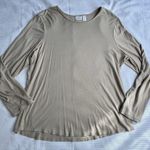 Chico's Womens Sz 3 US XL Beige Long Sleeve Metallic Pullover Round Neck Layering Photo 0