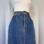 Vintage ‘90s Gitano Dark Denim 100% Cotton Contrast Stitch Knee Length Skirt Blue Photo 2