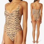 We Wore What Danielle One Piece Swimsuit Tiger Print Tan XS NWT Photo 2