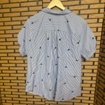 Westport  Blue And White Palm Print Button Down Short Sleeve Shirt Size 2X Photo 1