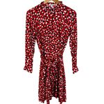 Free Assembly Long Sleeve Tiered Belted Mini Dress with Pockets Size Small Red Photo 3