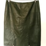 Worth New York Fern Green Leather Seamed Slim Zippered Lined Midi Skirt Luxe 10 Photo 0