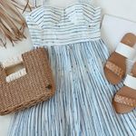 Lulus Summer in Santorini White and Blue Striped Midi Dress summer women size M Photo 3