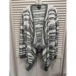 a.n.a  Cream/Black/Silver Striped Soft Open Knit Shawl Neck Cardigan‎ Size Large Photo 0
