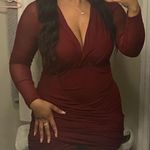 Red Bodycon Dress with sheer sleeves Size L Photo 0