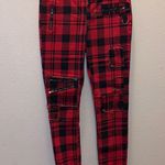 Blackheart Hot Topic Red & Black Plaid Super Skinny Pants Photo 3