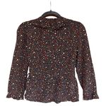 Madewell  Silk Ruffle-Hem Wrap Top in Starry Night Size Extra Small Photo 2