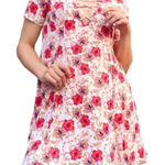 ASTR Red and White Floral Hibiscus Mini Dress Photo 0