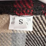 Plaid Fall Waterfall Coat Vest Jacket Checkered Red Brown Small Photo 2