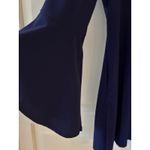 Slinky Brand Navy Blue Bell Sleeve Scoop Neck Tunic Top Women's Size M Photo 2