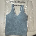 Zenana Outfitters Women's S/M Blue Ribbed Crop Brami Tank Top with Removable Pads Photo 2